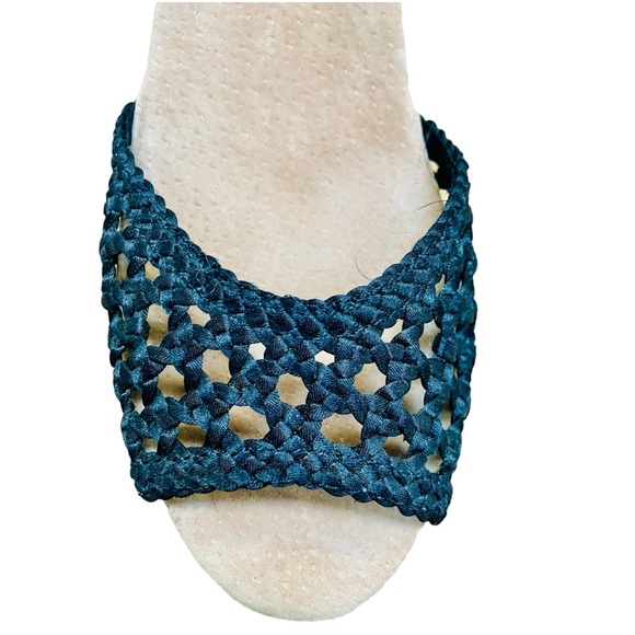 Toms Black Suede Lattice Front Cork Wedge Sandal Ankle Strap Women's Size 8.5 - Picture 6 of 10